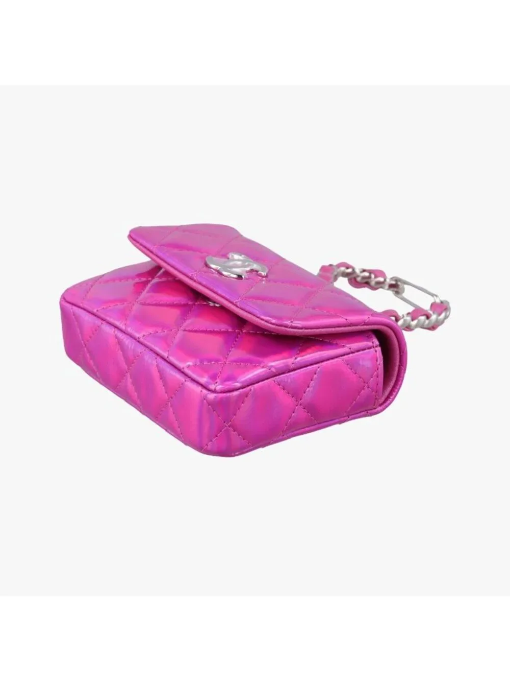 Chanel Quilted CC Logo Years Rose Red Patent